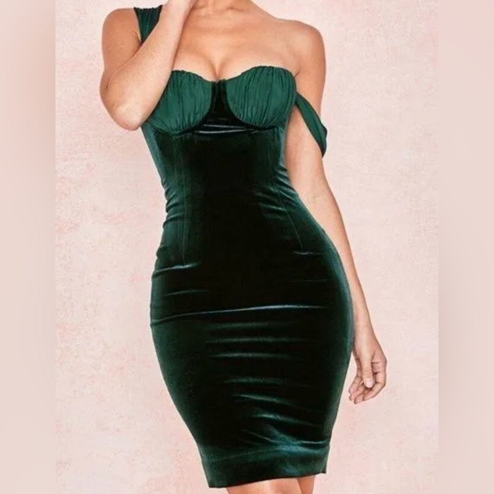 House of CB green velvet Eleanor dress
